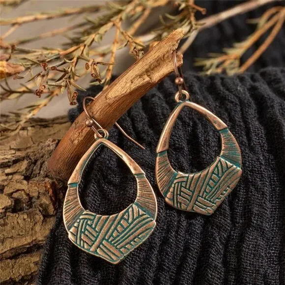 Boho Oval Ladies Dangle Earrings - Picture 5 of 5